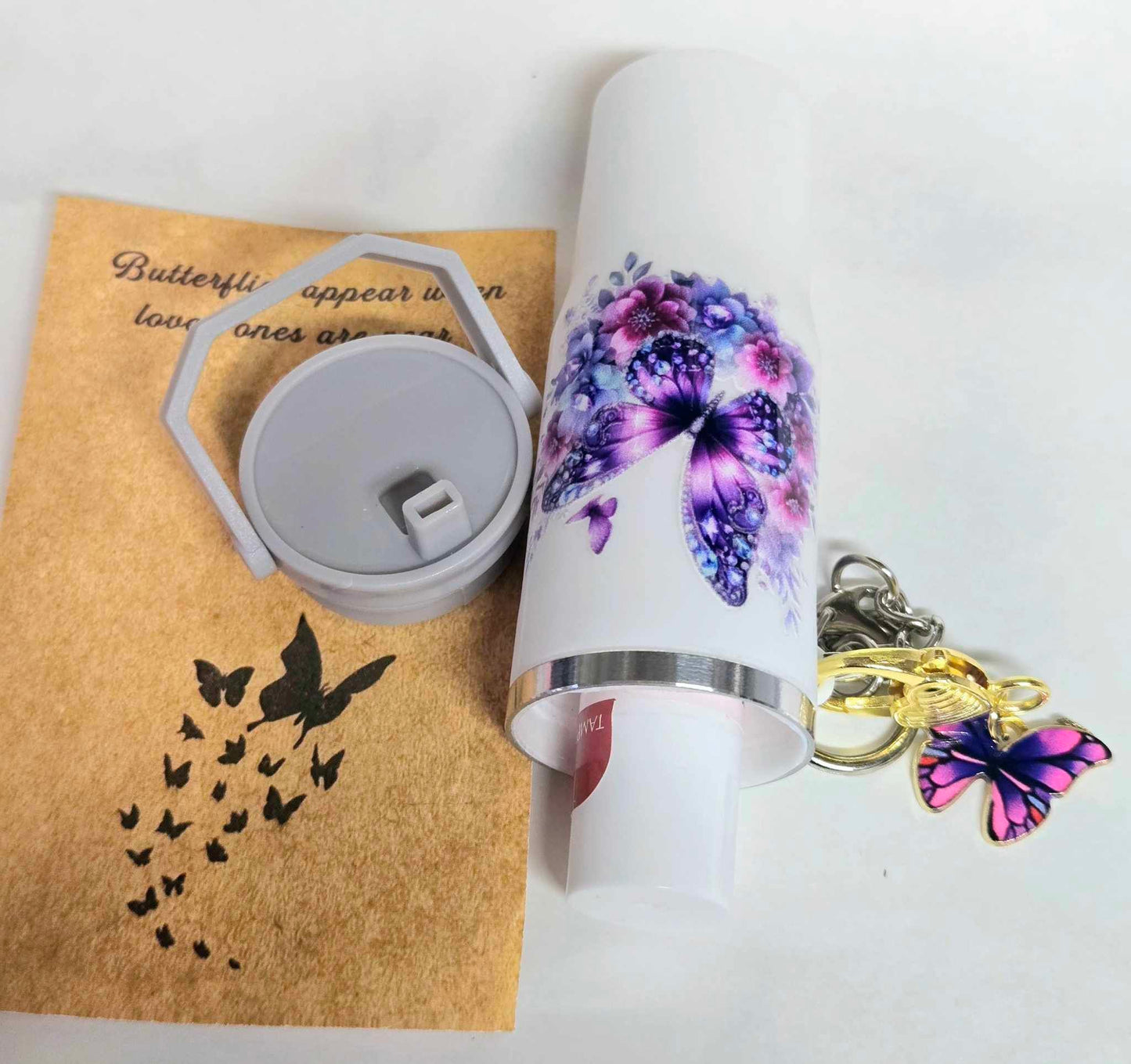 Fluttering Charm Lip Balm Holder Keychain