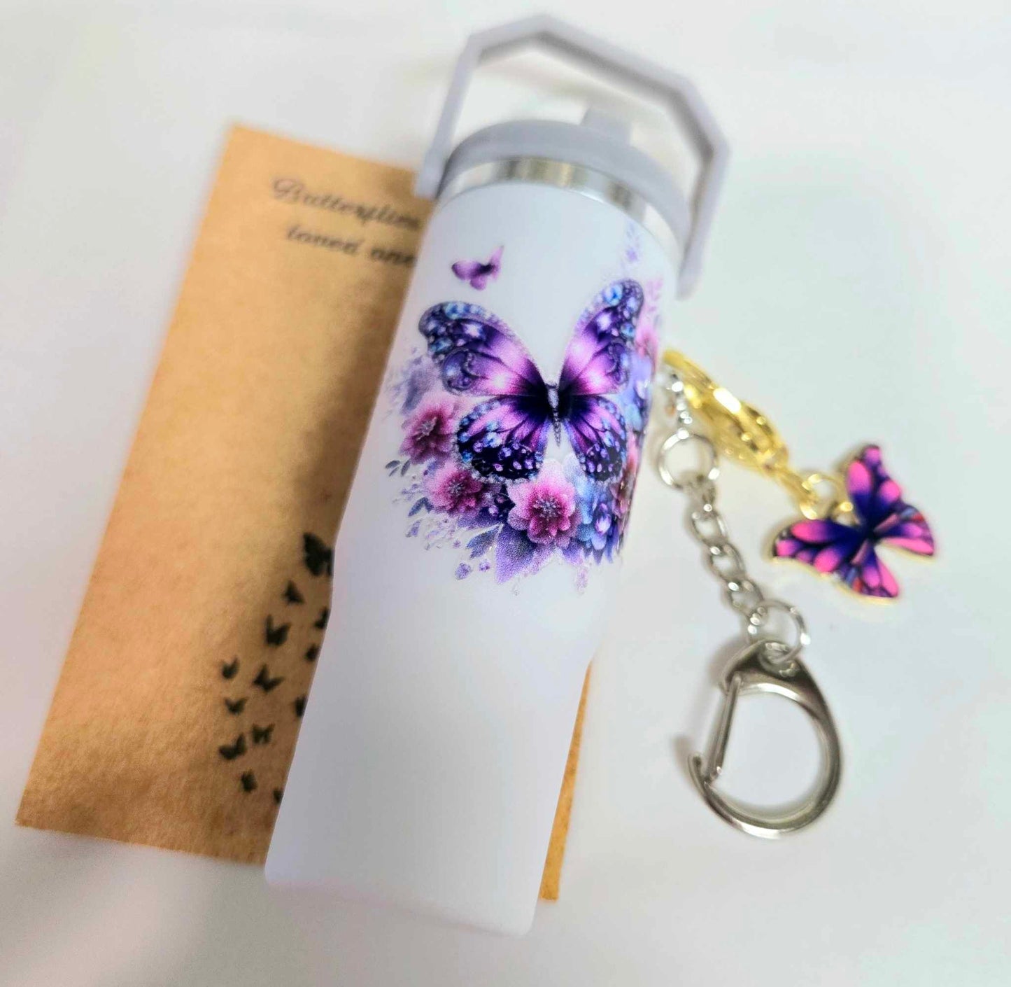 Fluttering Charm Lip Balm Holder Keychain