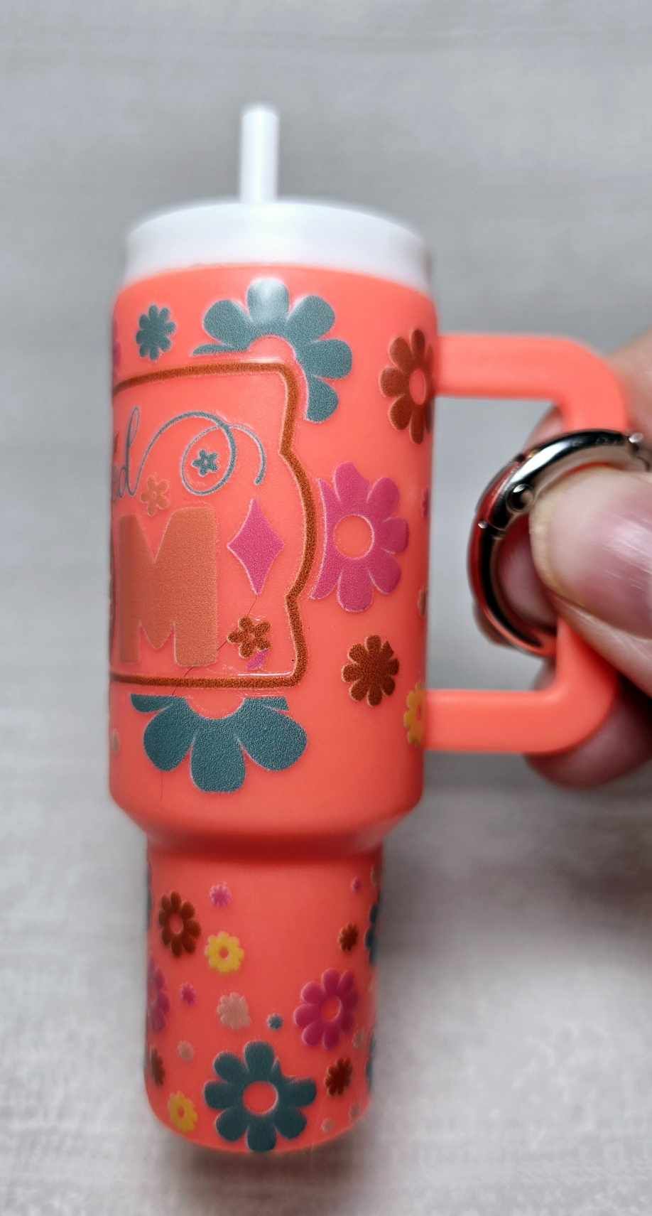 Blessed Mom Floral Mini Tumbler Keychain