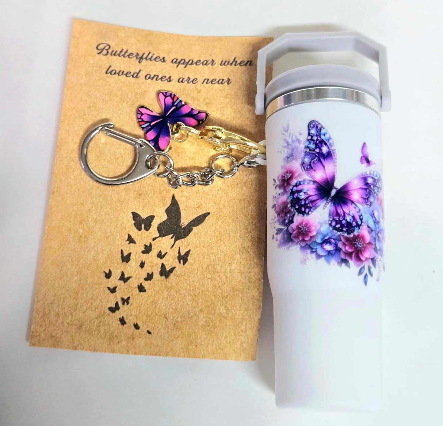 Fluttering Charm Lip Balm Holder Keychain