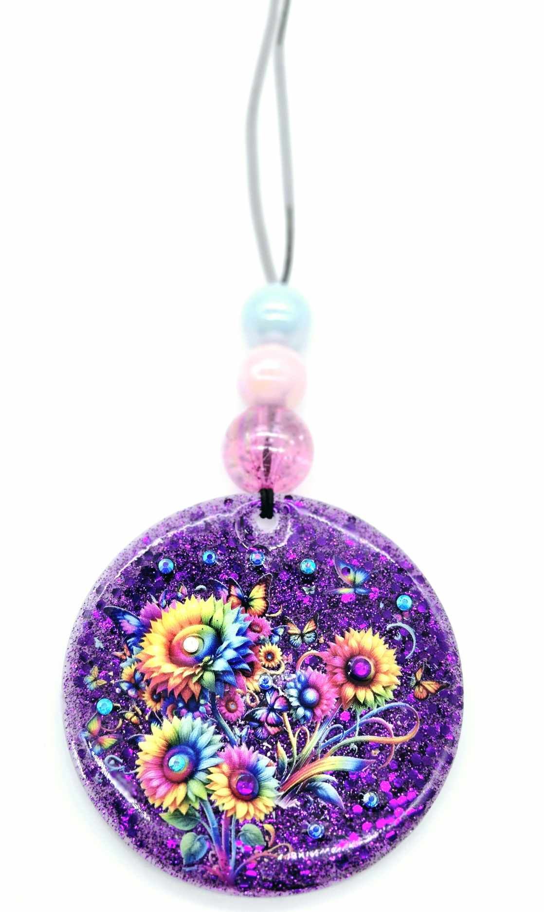 Purple Moo Bloom Car Charm