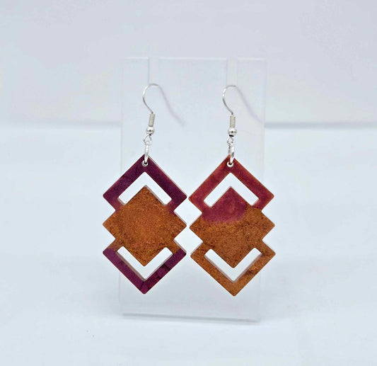 Autumn Cascade Geometric Resin Earrings