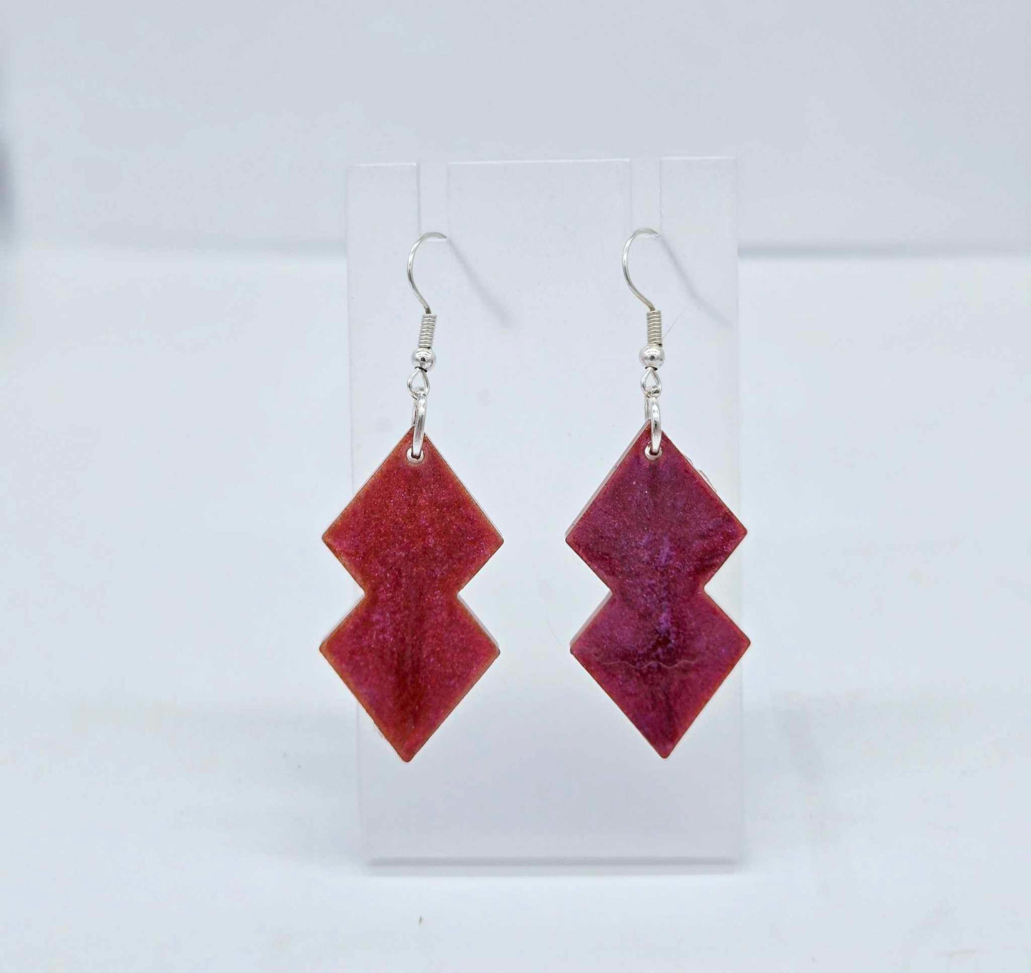 Crimson Zigzag Resin Earrings