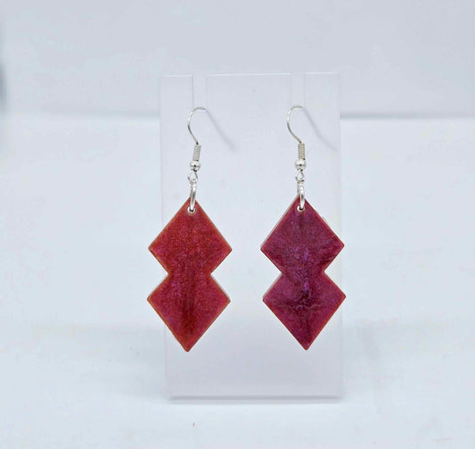 Crimson Zigzag Resin Earrings
