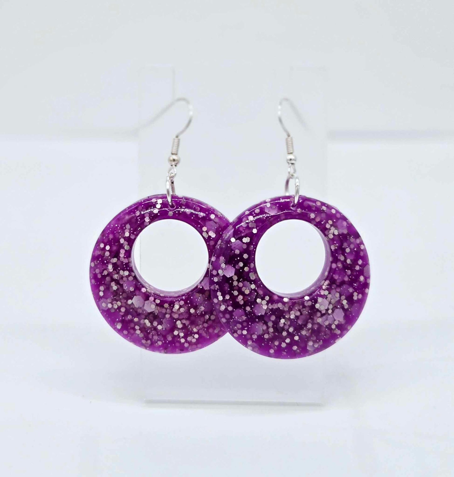 Galactic Purple Hoop Resin Earrings
