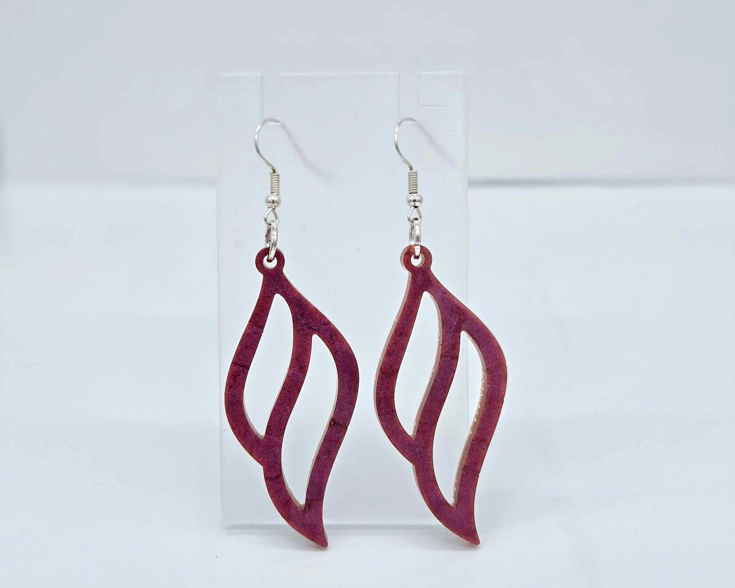 Mauve Whisper Leaf Resin Earrings