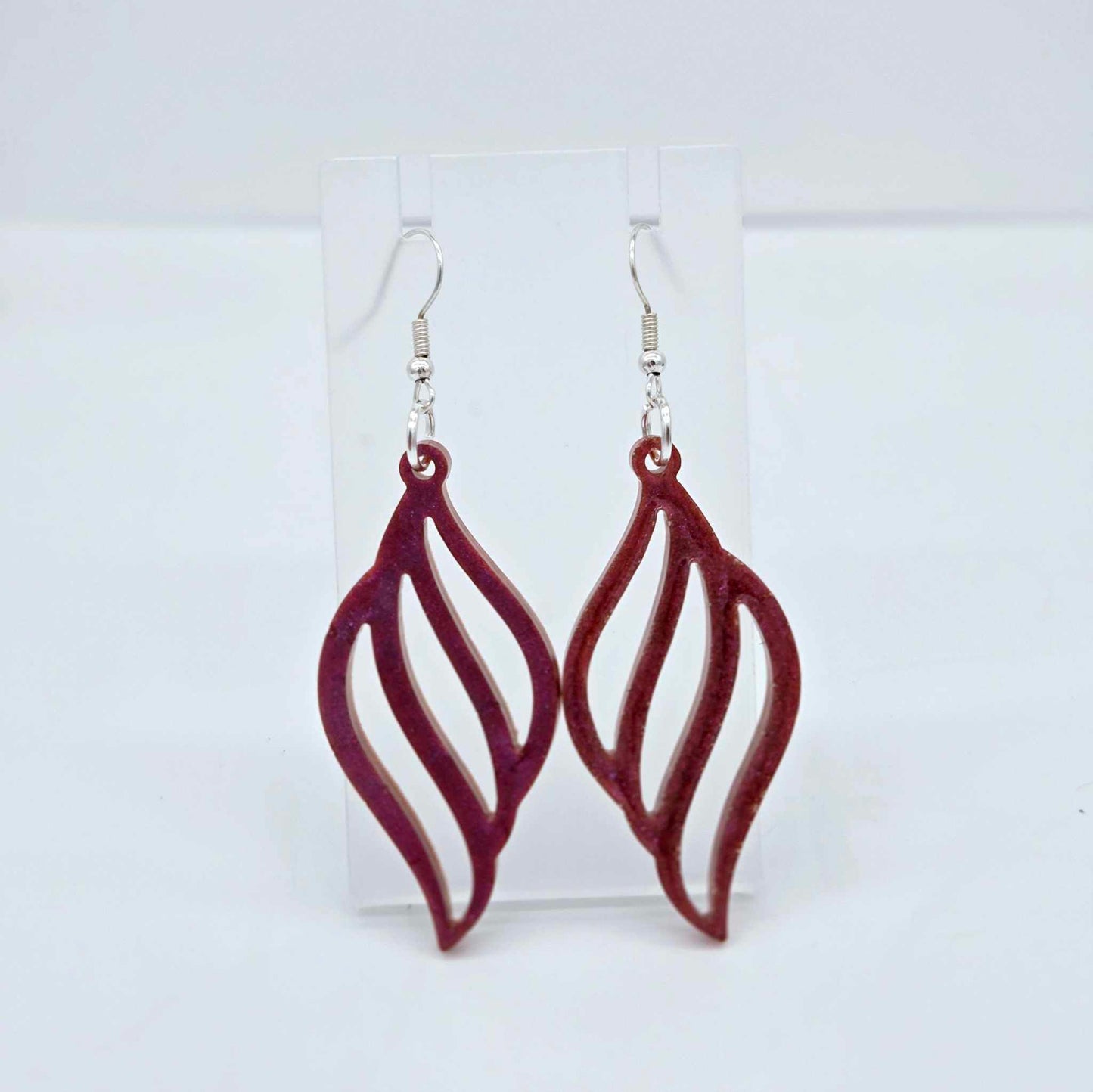 Burgundy Flame Resin Earrings