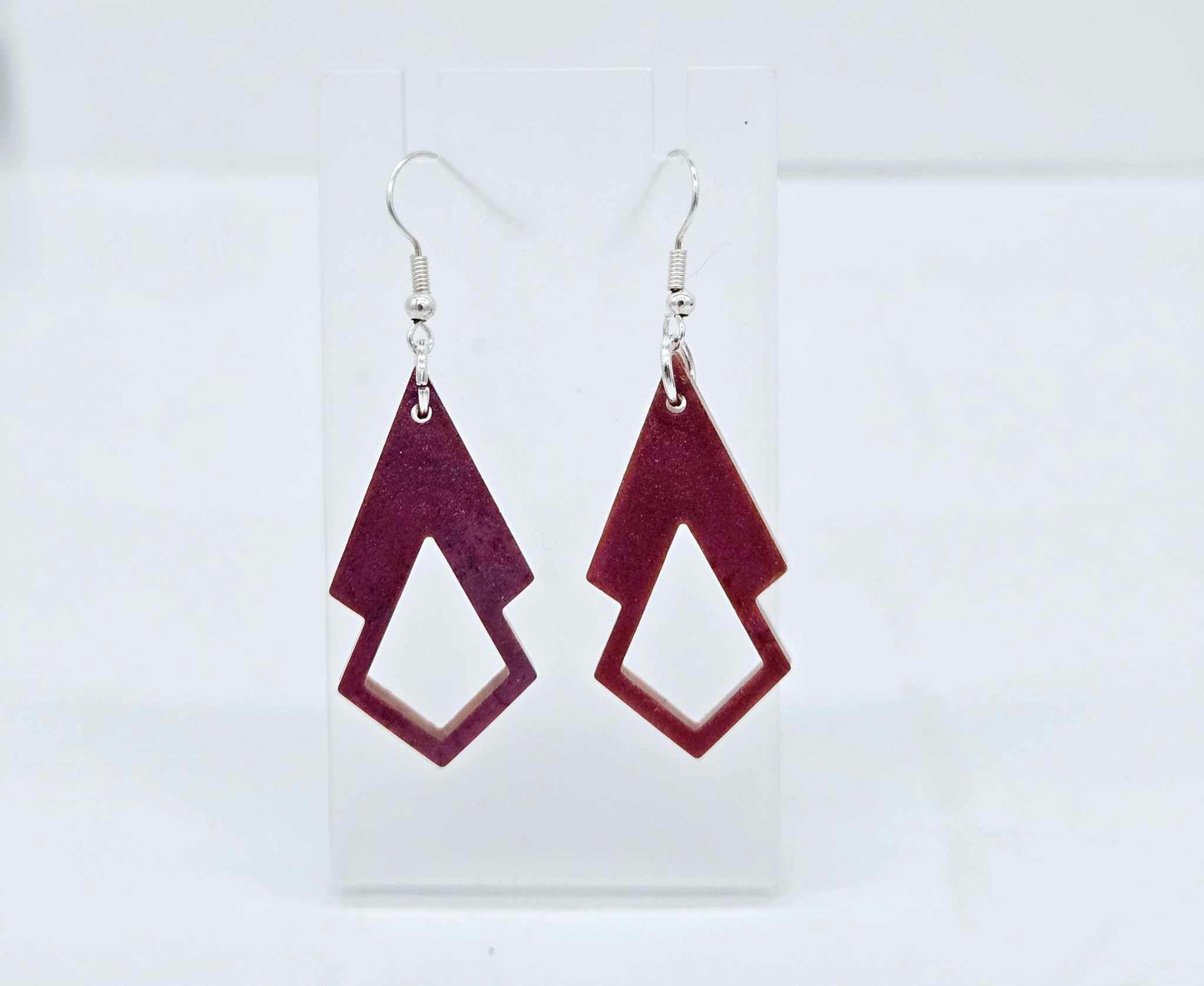 Crimson Geometric Resin Earrings