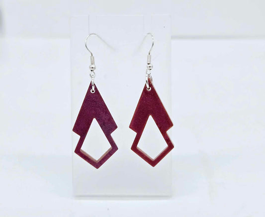 Crimson Geometric Resin Earrings