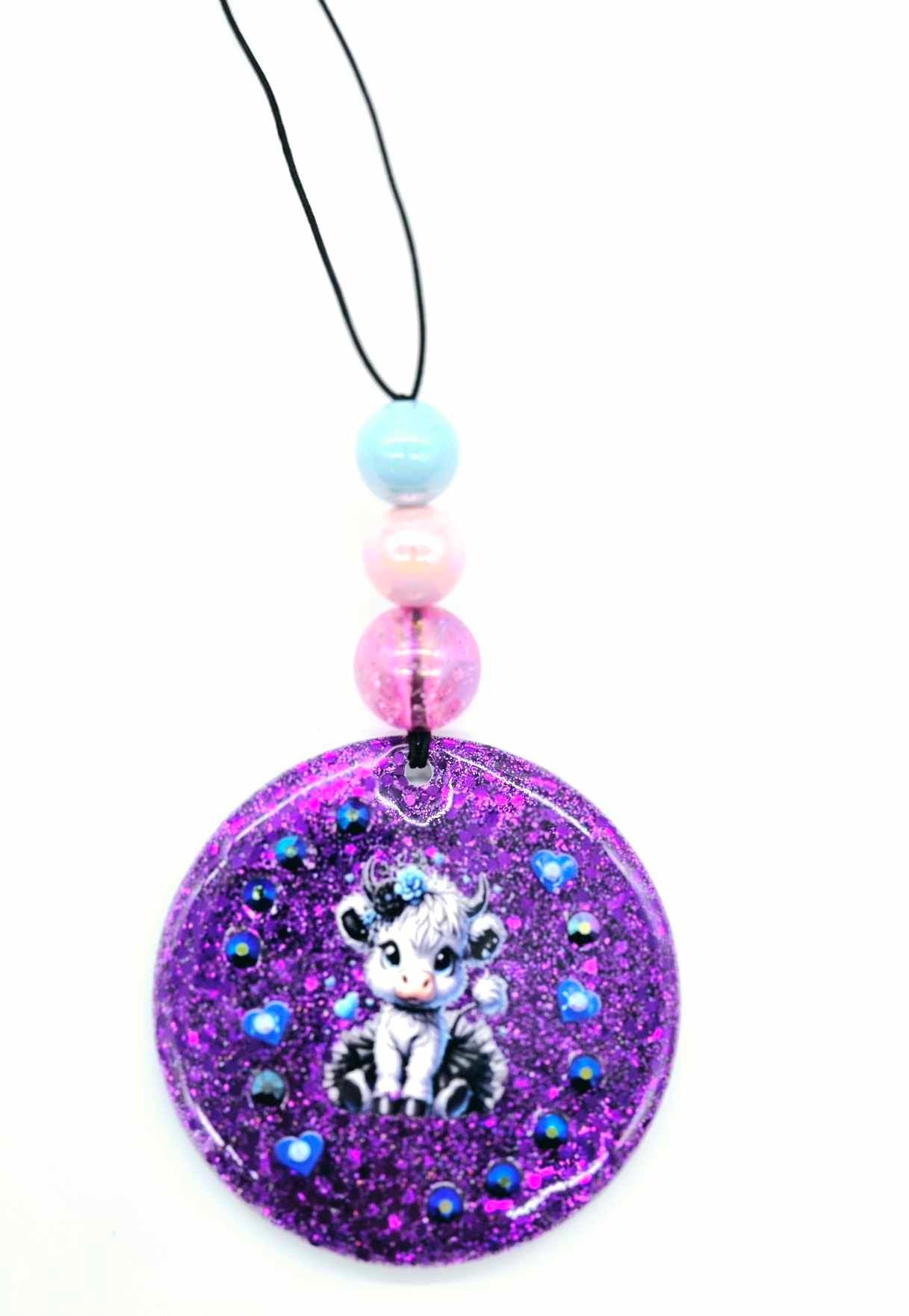 Purple Moo Bloom Car Charm