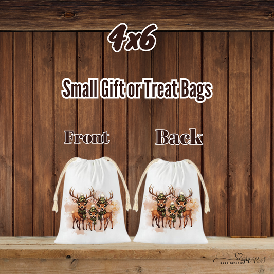 Camo Whitetail Family Drawstring Gift/Treat Bags — 4×6