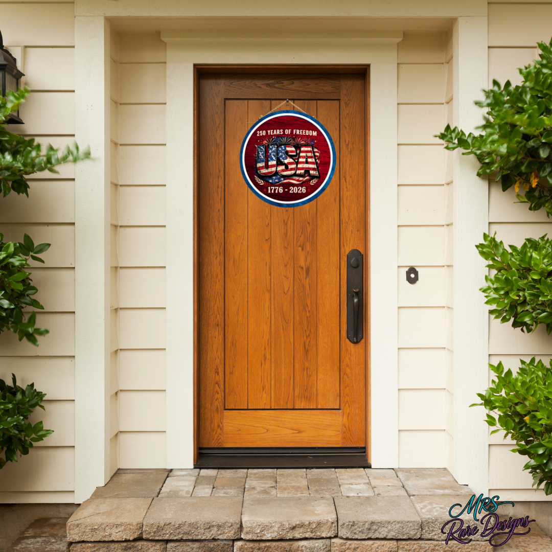 🇺🇸 250 Years of Freedom — USA Round Welcome Sign | 10 Inch | 1776–2026 Commemorative Edition