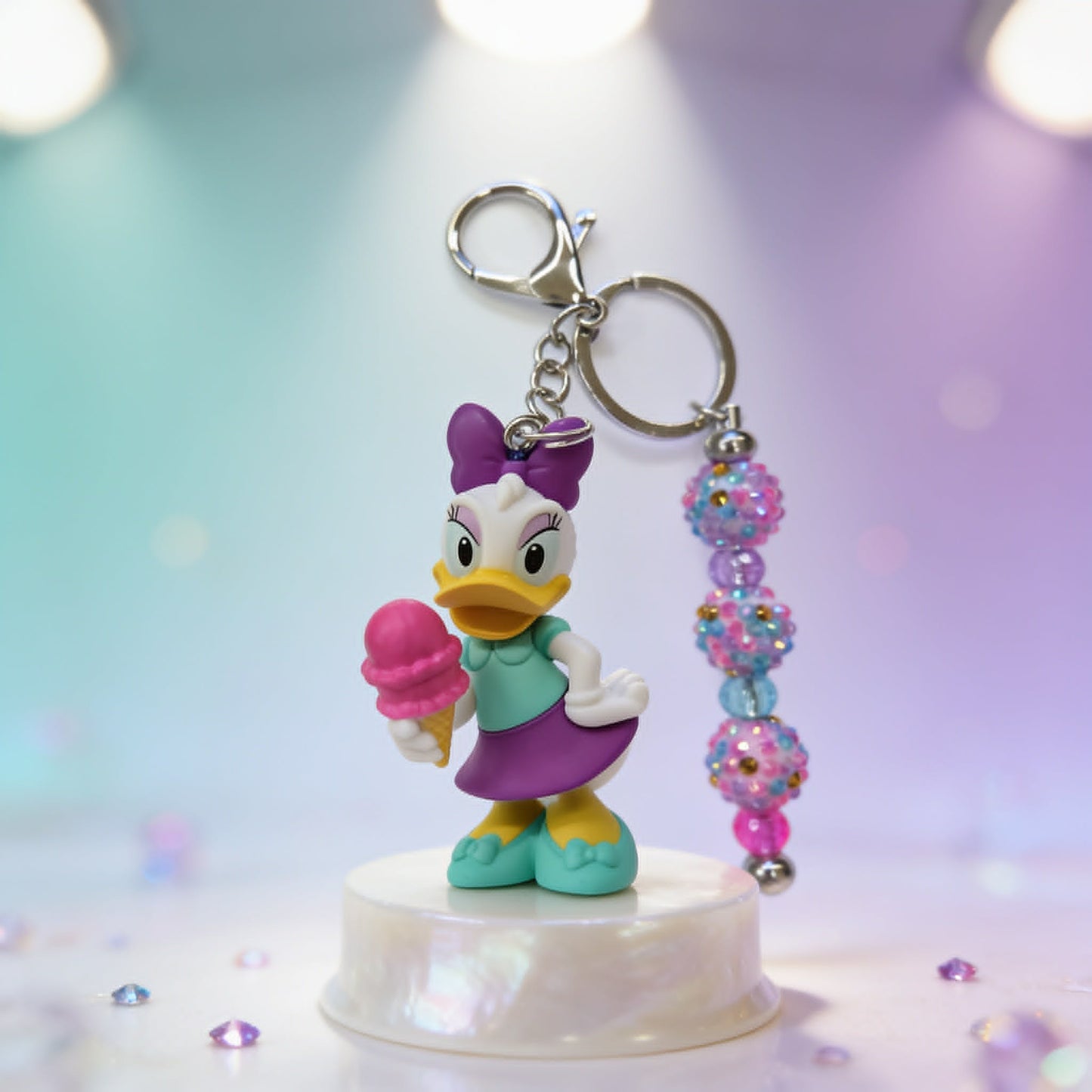Sweet Daisy Ice Cream Charm Keychain
