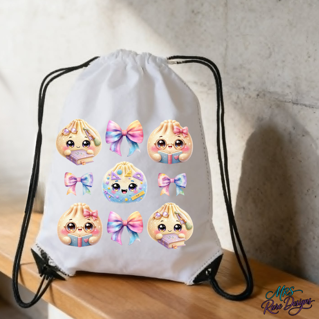 "Storytime Buns & Bows" Drawstring Backpack