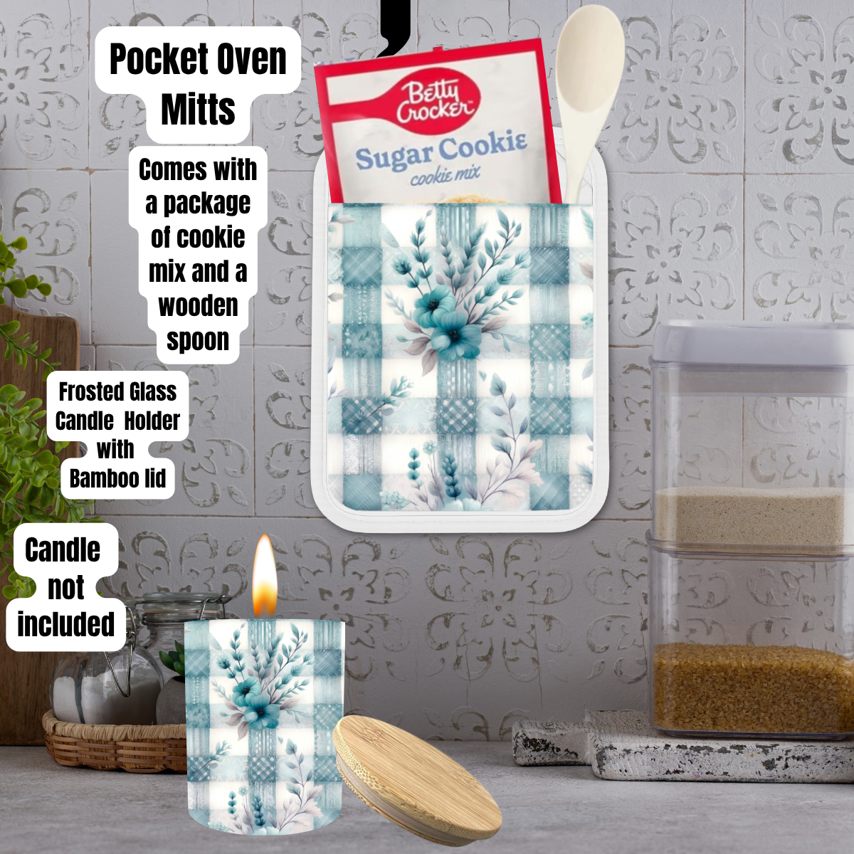 Coastal Bloom Cottage Kitchen Baking & Candle Gift Set (Individual or Full Bundle)