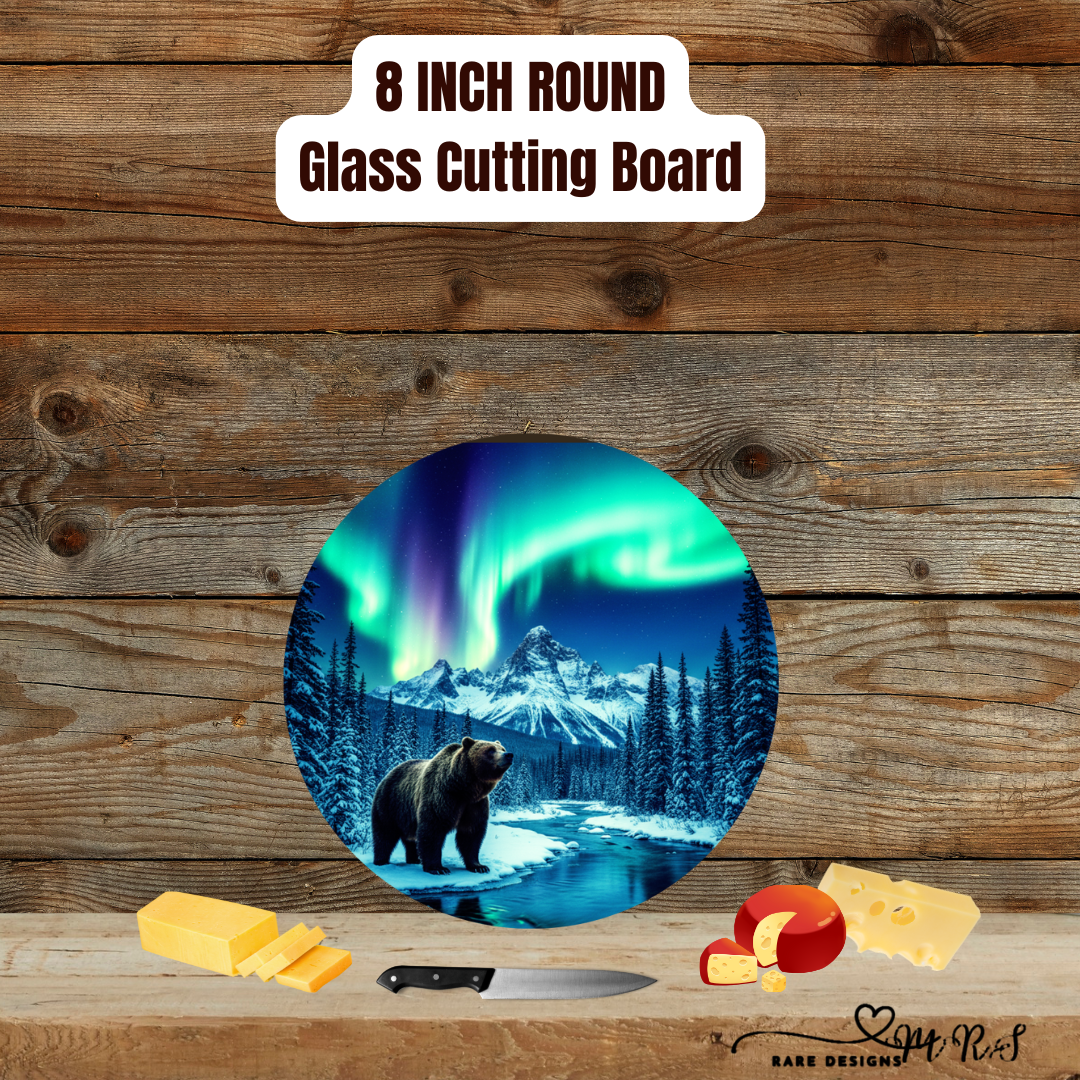 Aurora Grizzly Collection — 8″ Round Tempered Glass Cutting Boards