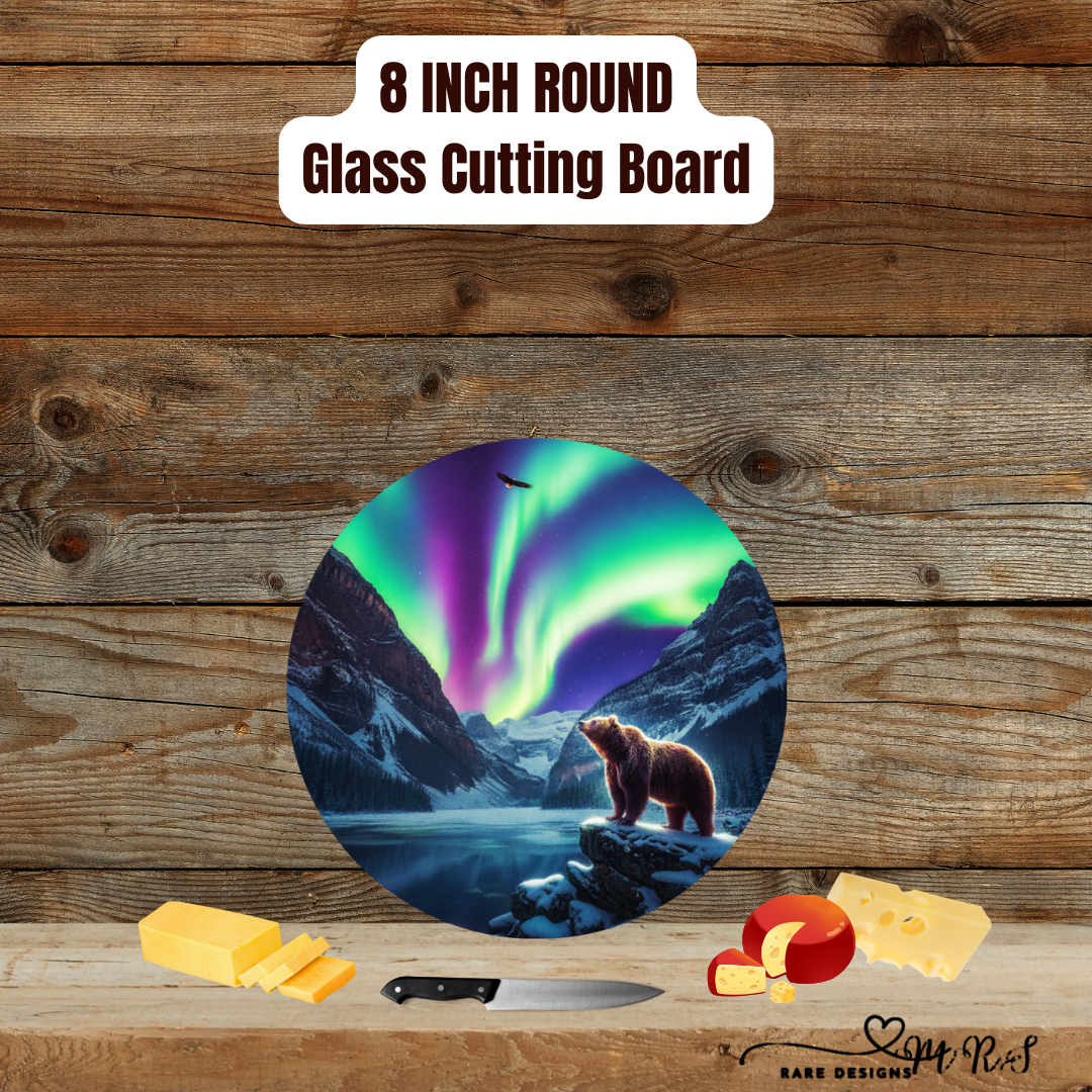 Aurora Grizzly Collection — 8″ Round Tempered Glass Cutting Boards