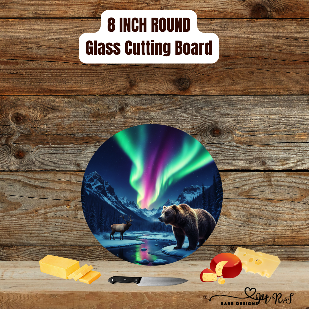 Aurora Grizzly Collection — 8″ Round Tempered Glass Cutting Boards