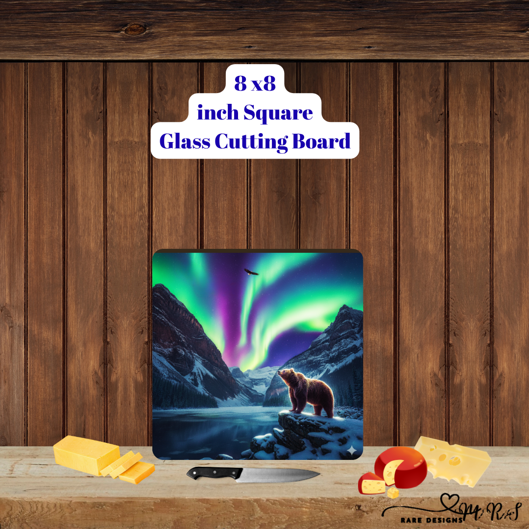Aurora Grizzly Collection — 8×8 Tempered Glass Cutting Boards