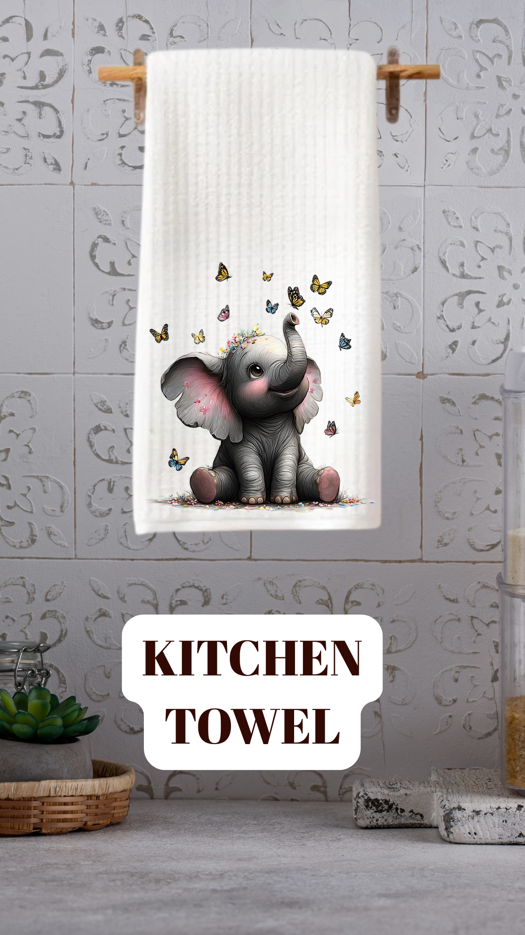 Butterfly Wishes Elephant Kitchen Towel™