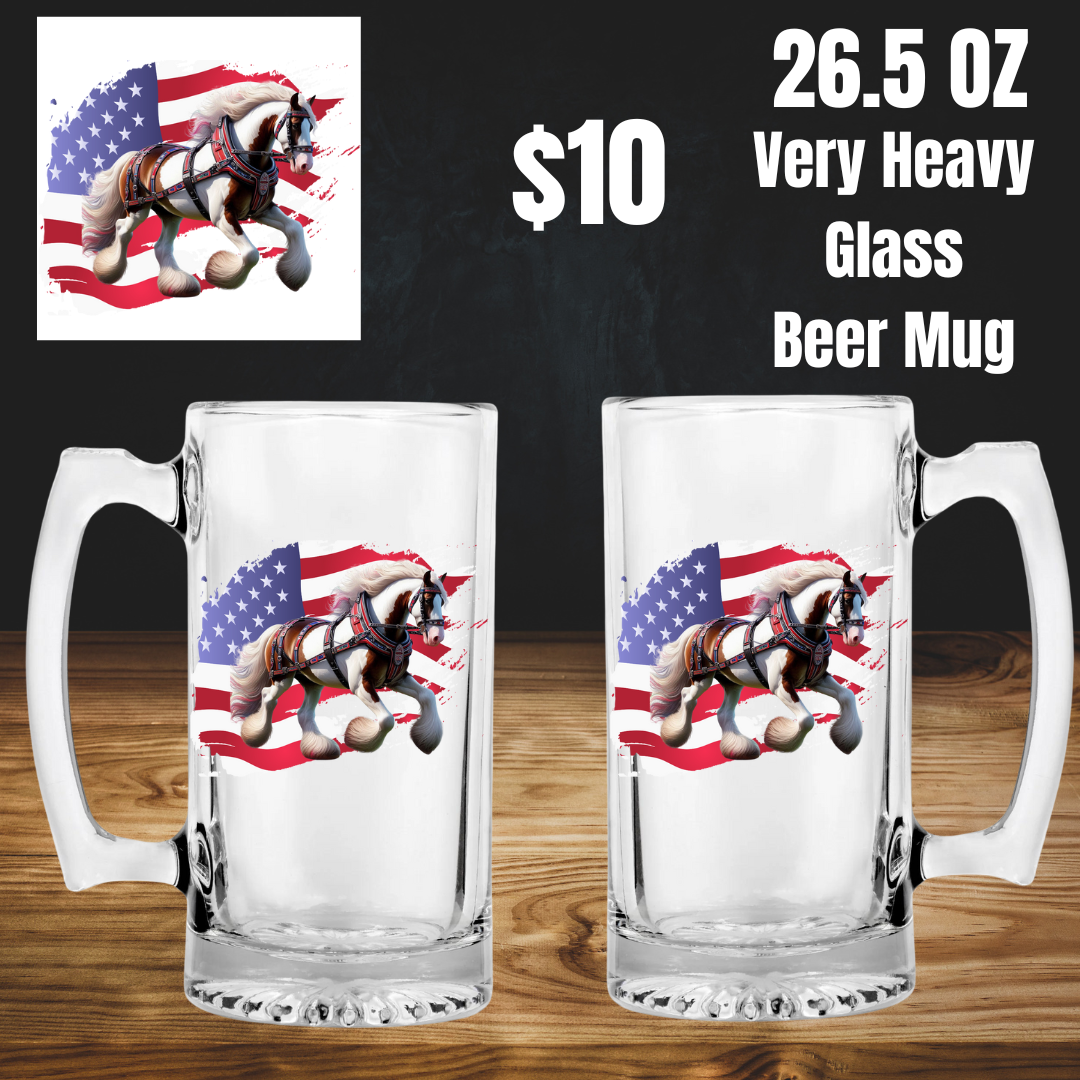 Patriotic Horse Heavy Beer Mugs