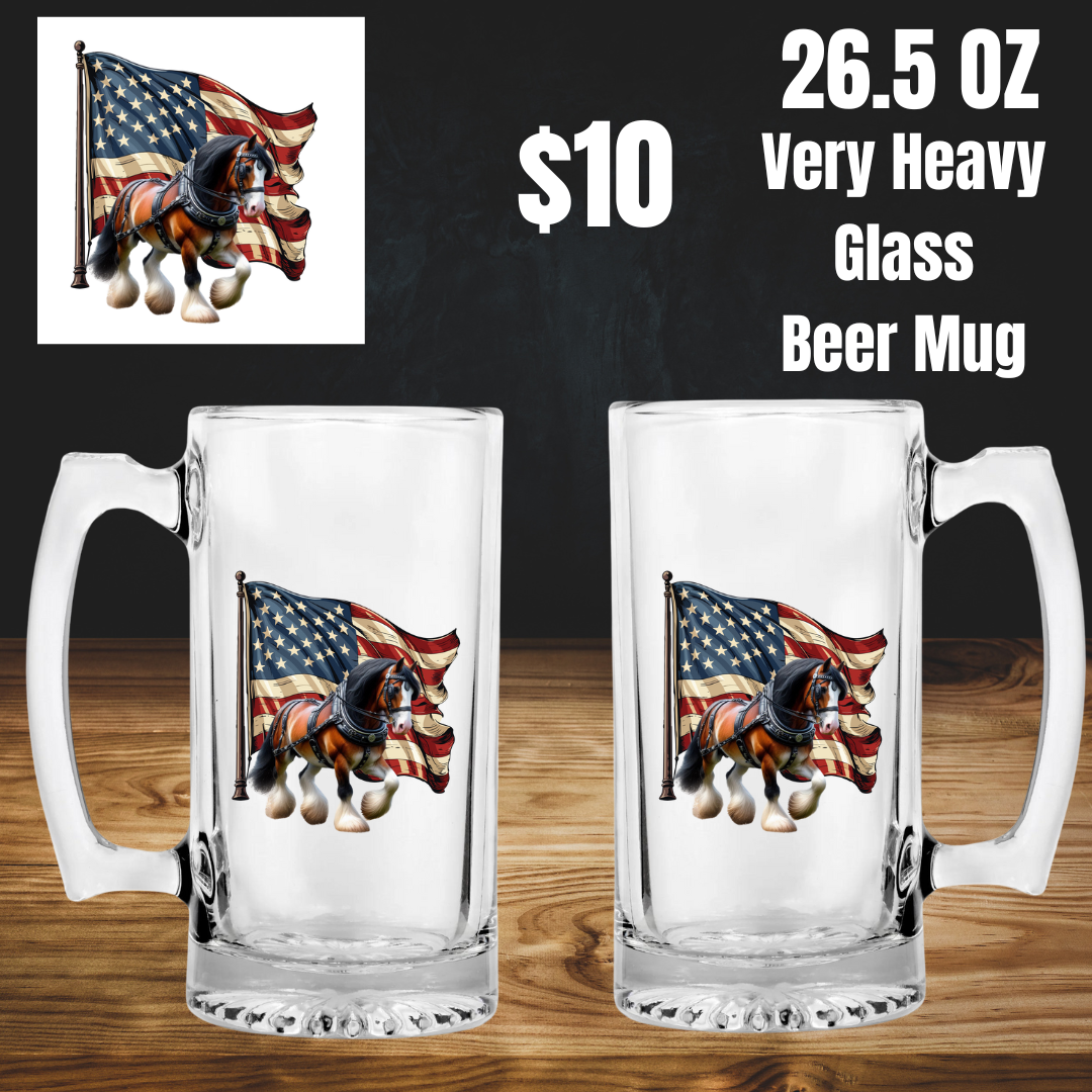 Patriotic Horse Heavy Beer Mugs