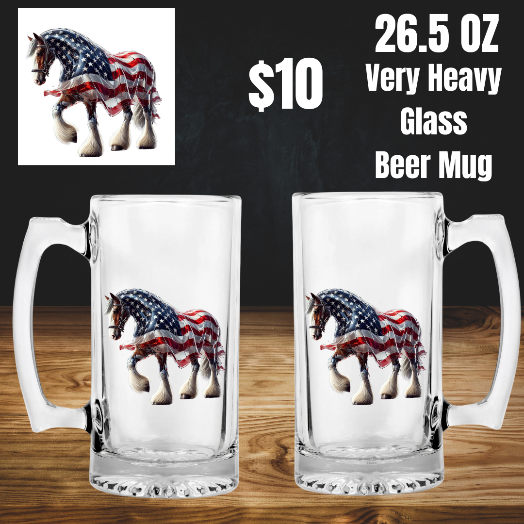 Patriotic Horse Heavy Beer Mugs
