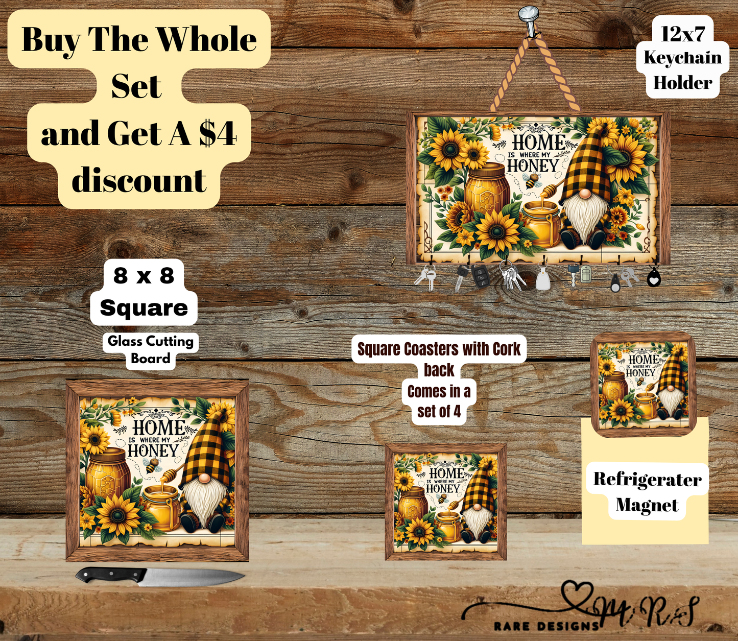 Home Is Where My Honey™ — Sunflower Gnome Kitchen Set (Bundle & Save $4)