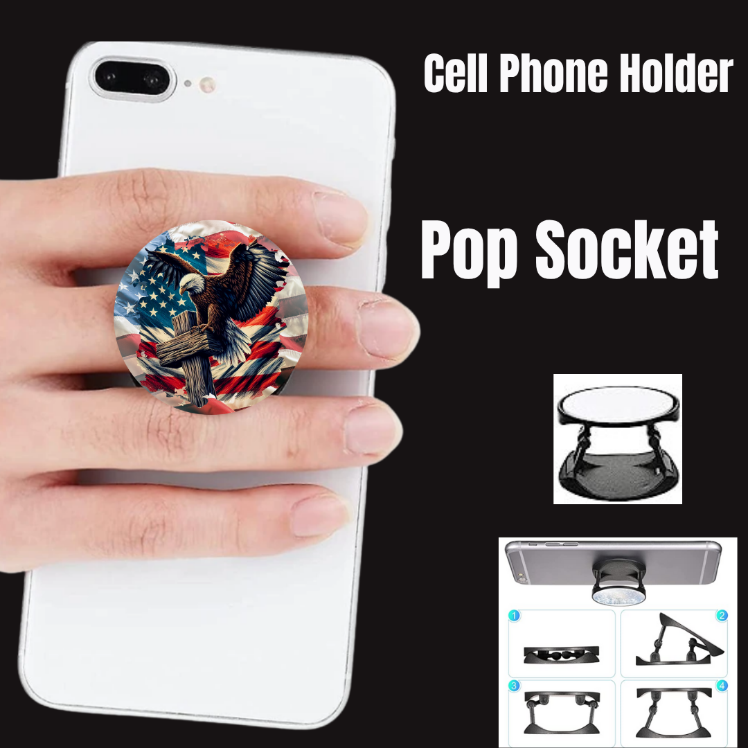 Patriotic Eagle Cell Phone Holder – Pop Socket Grip & Stand