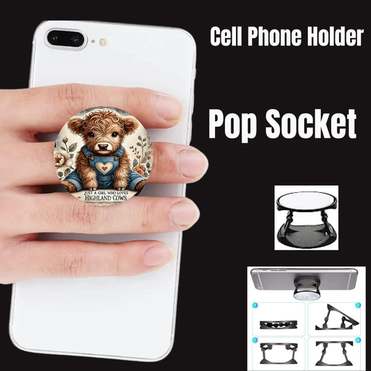 Highland Cuddle-Cub Phone Grip & Stand (Pop-Style Holder)