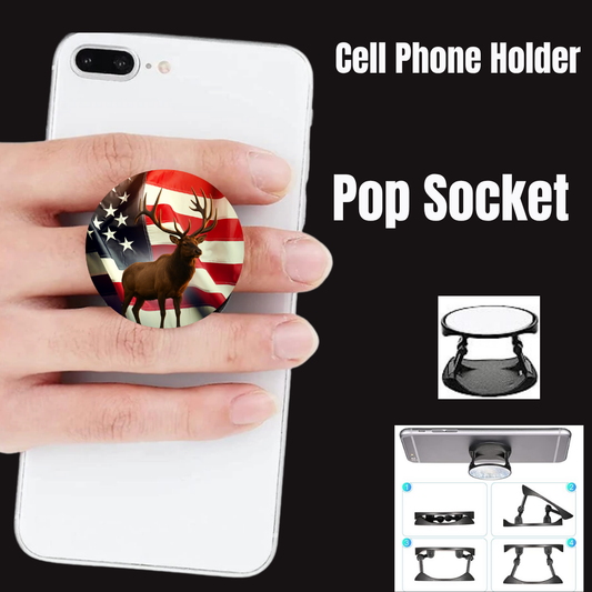 Patriotic Elk Phone Grip (Pop Socket-Style) — Secure Hold + Kickstand