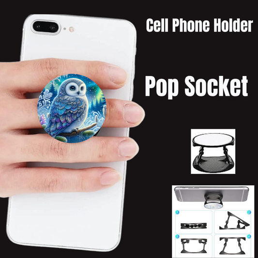 Enchanted Aurora Owl Phone Grip (Pop-Style Stand & Holder)