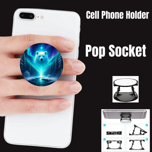 Aurora Guardian Polar Bear — Phone Grip & Stand (Pop-Socket Style)