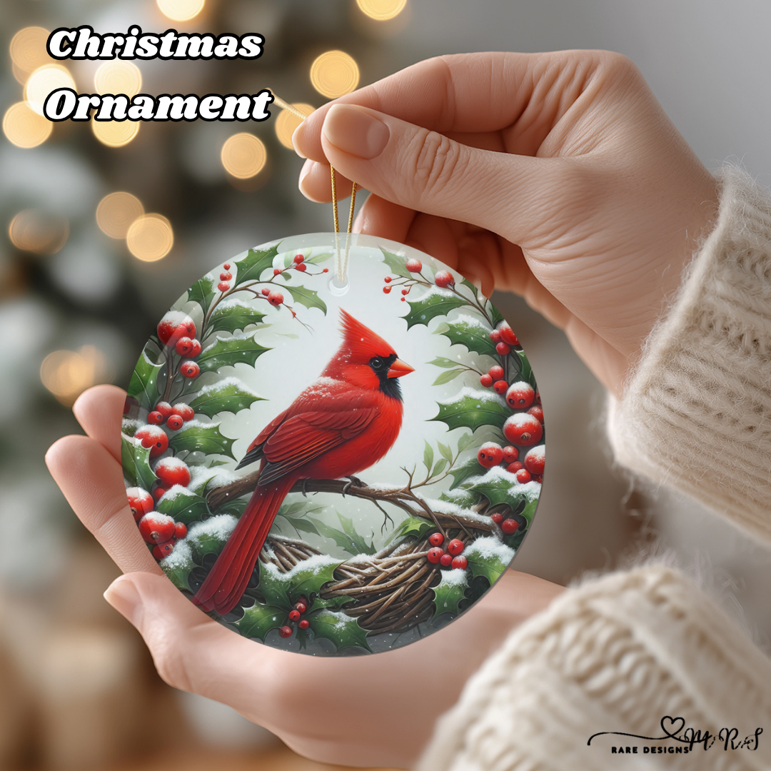 Cardinal Blessings Christmas Ornament – Round Holiday Tree Keepsake