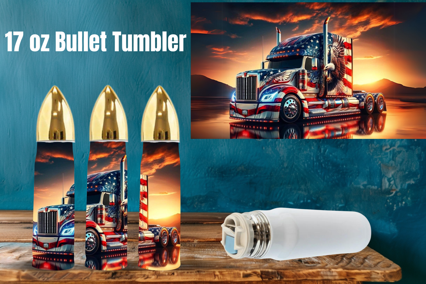 Patriotic Trucker 17oz Bullet Tumbler