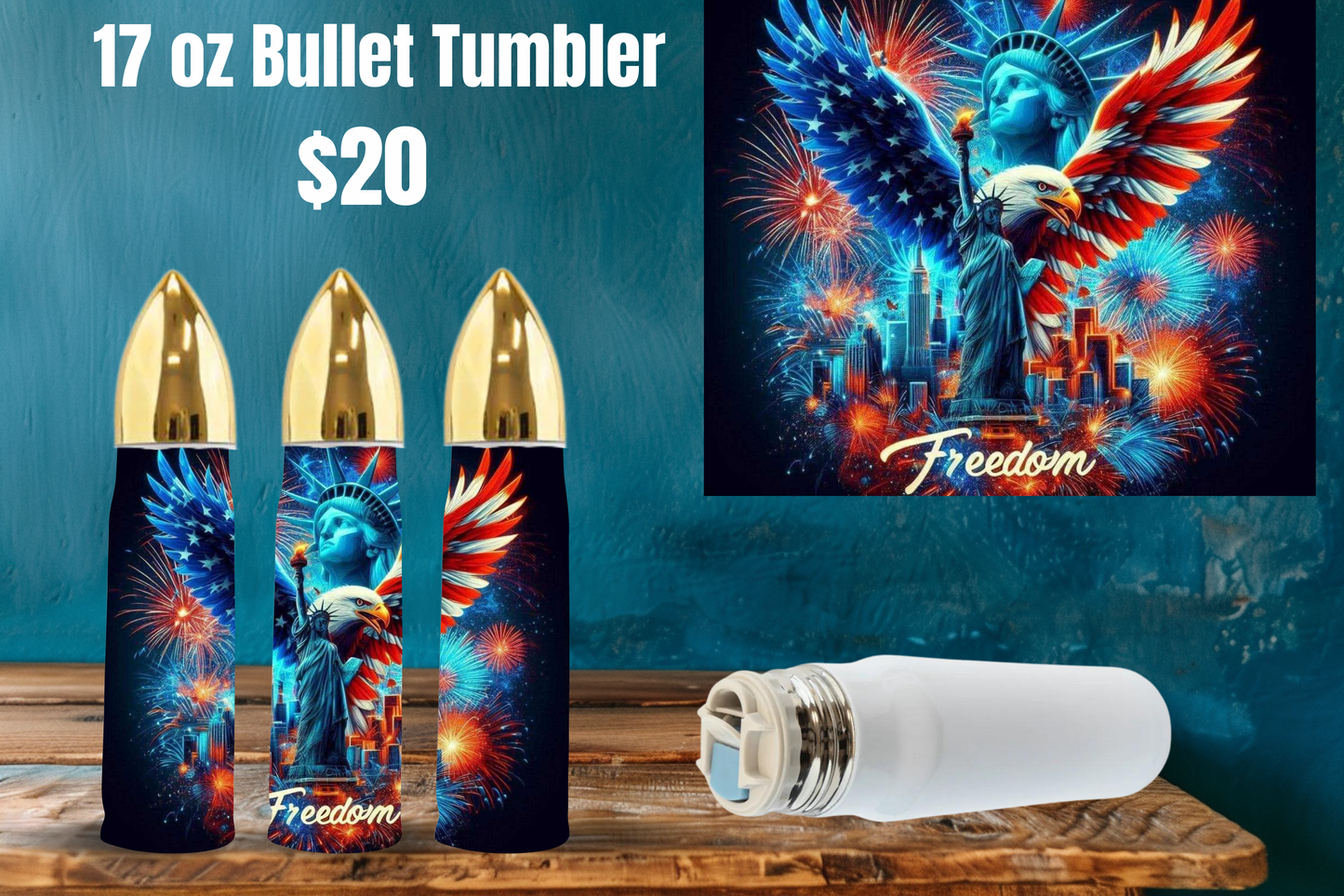 17 oz Patriotic Bullet Tumblers