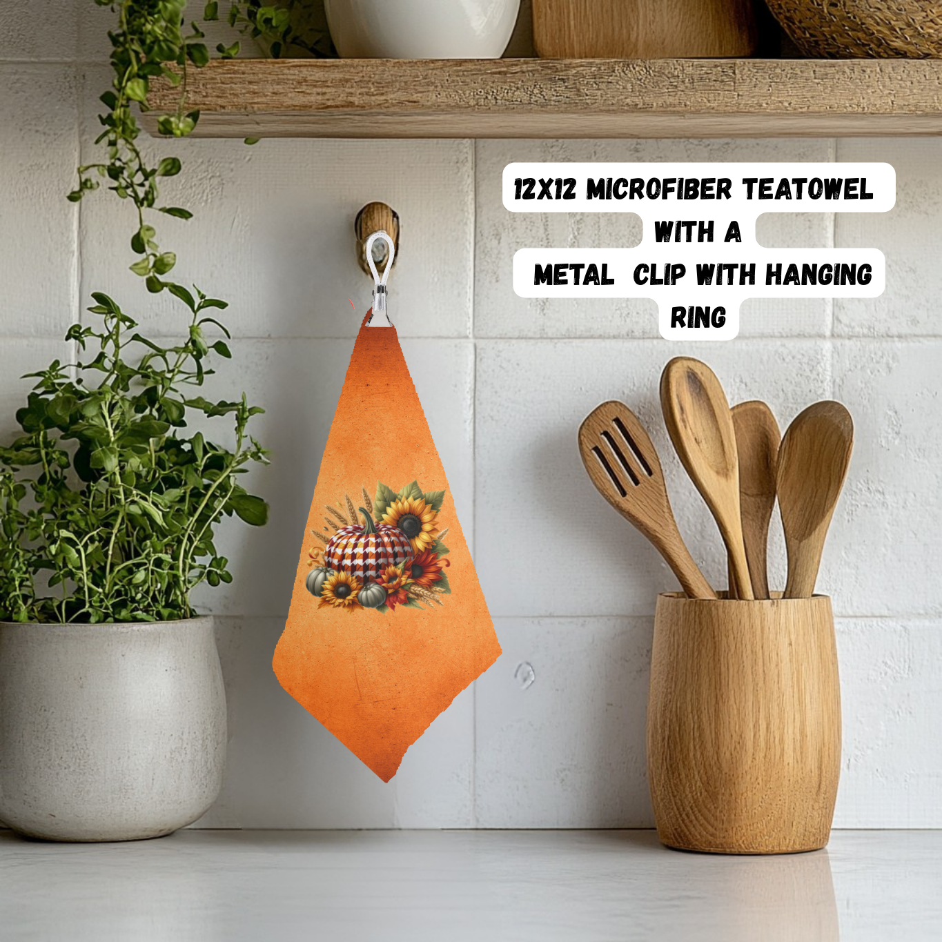 Autumn Harvest Pumpkin Microfiber Tea Towel Set