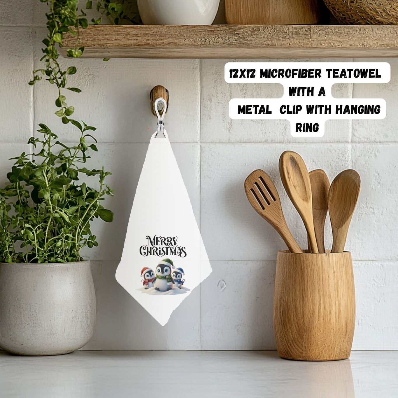 Penguin Pals “Merry Christmas” Hanging Microfiber Tea Towels