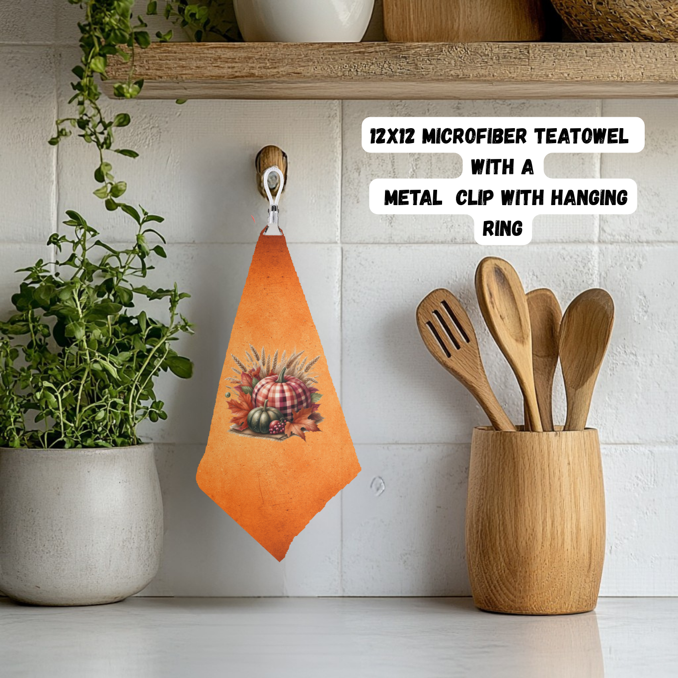 Autumn Harvest Pumpkin Microfiber Tea Towel Set