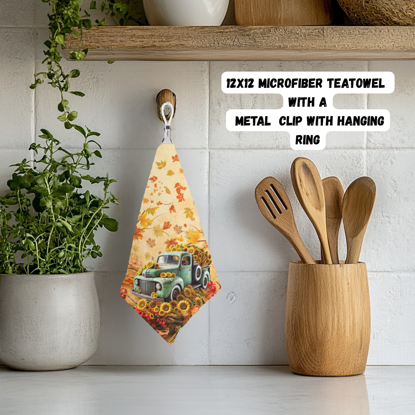 Autumn Harvest Vintage Truck Microfiber Tea Towels