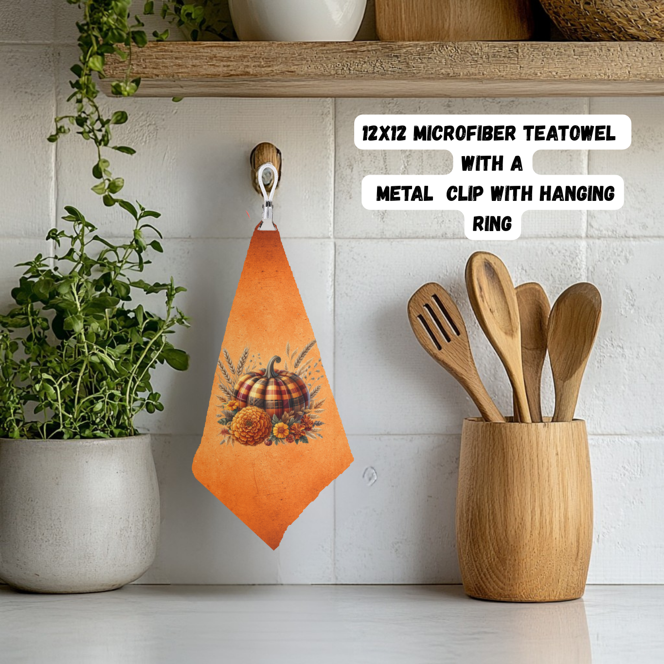 Autumn Harvest Pumpkin Microfiber Tea Towel Set