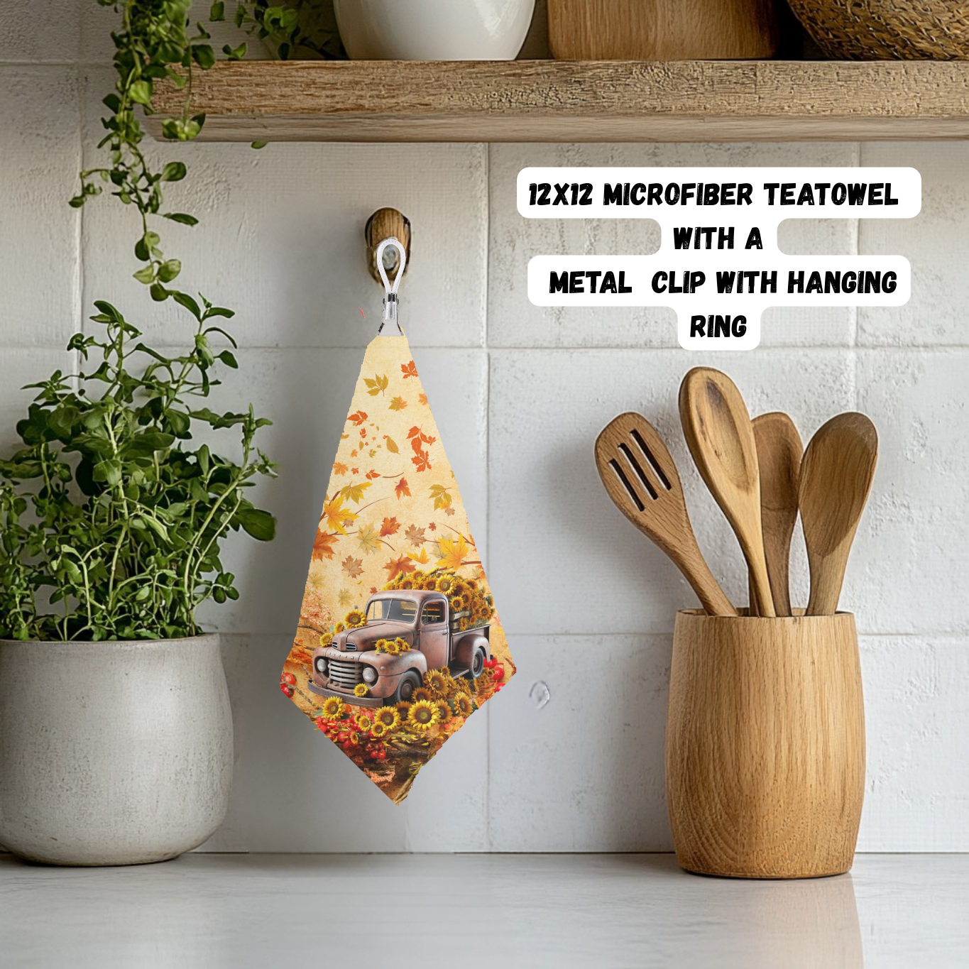 Autumn Harvest Vintage Truck Microfiber Tea Towels