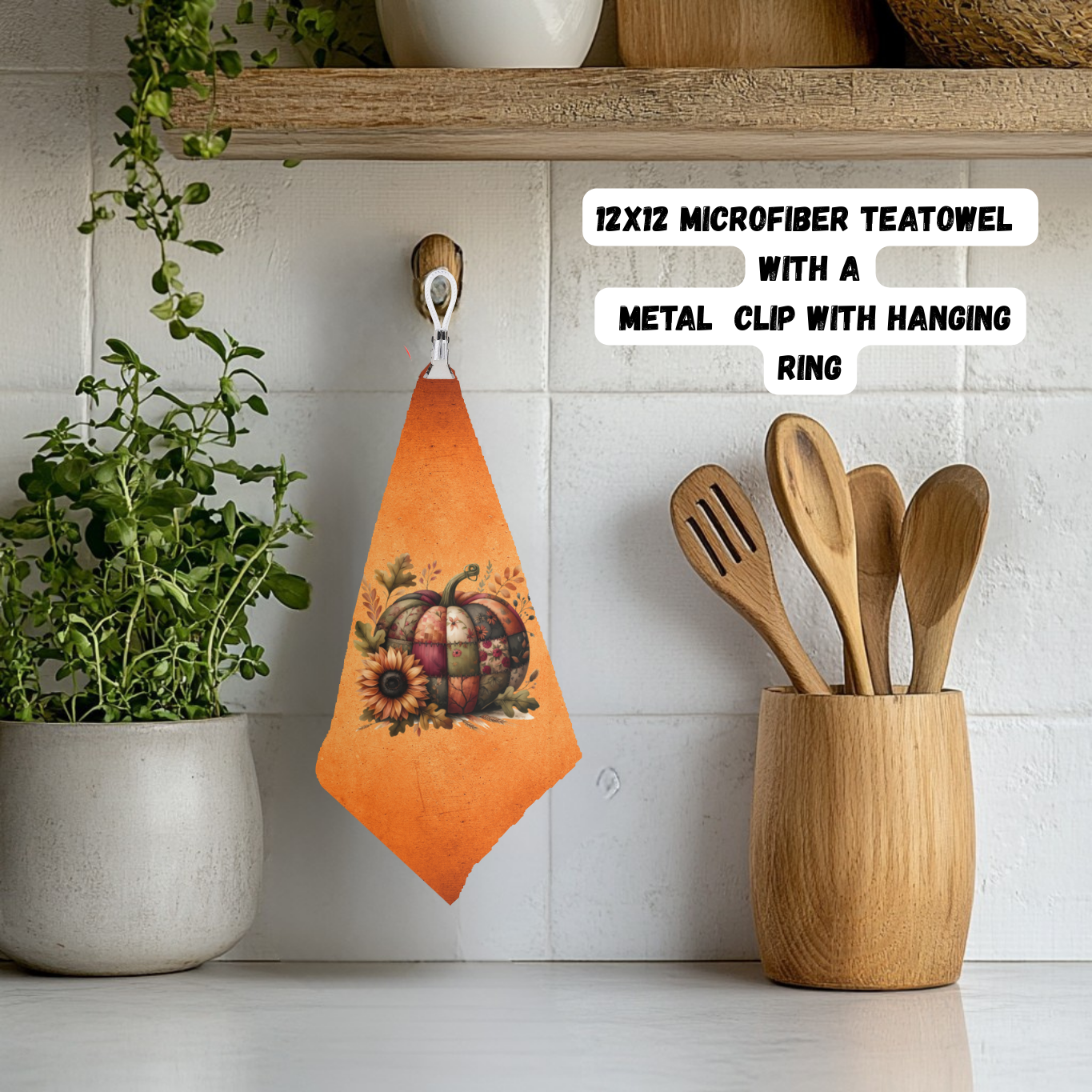 Autumn Harvest Pumpkin Microfiber Tea Towel Set