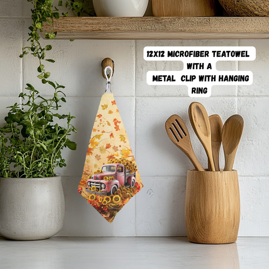 Autumn Harvest Vintage Truck Microfiber Tea Towels