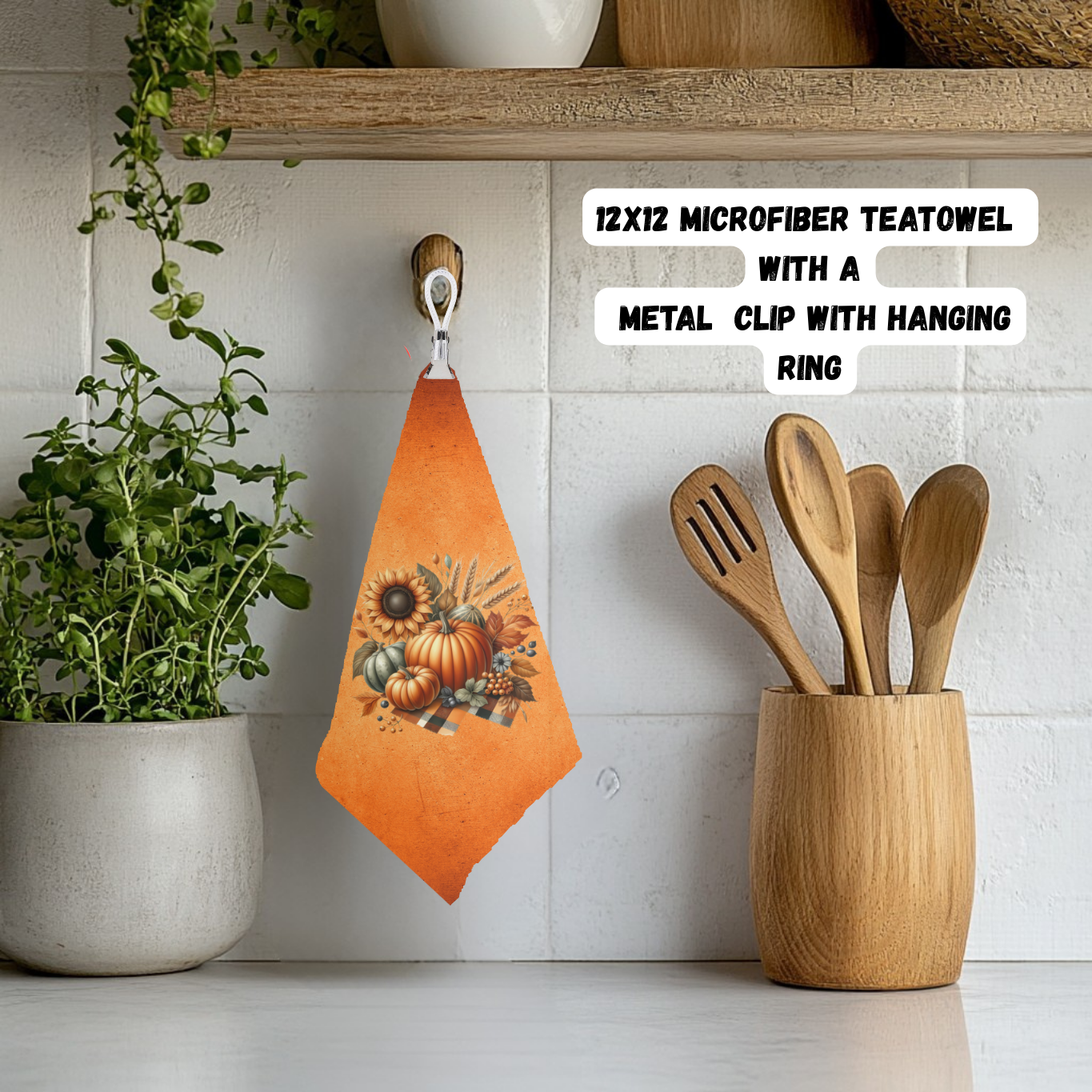 Autumn Harvest Pumpkin Microfiber Tea Towel Set