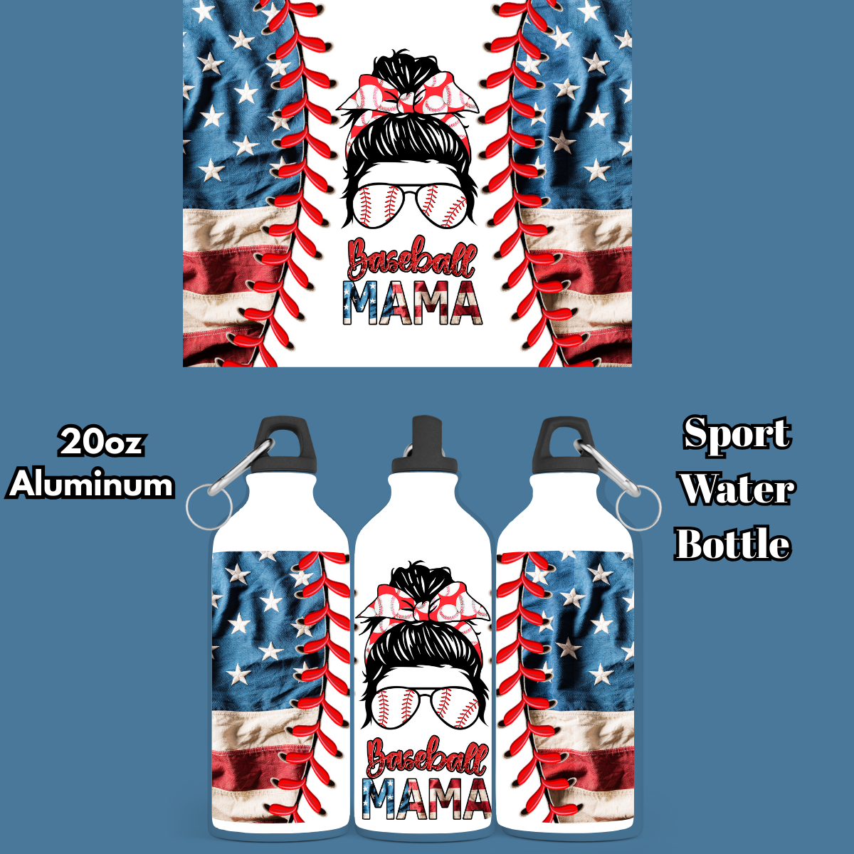 Baseball Mama Stars & Stripes Sport Bottle – 20oz