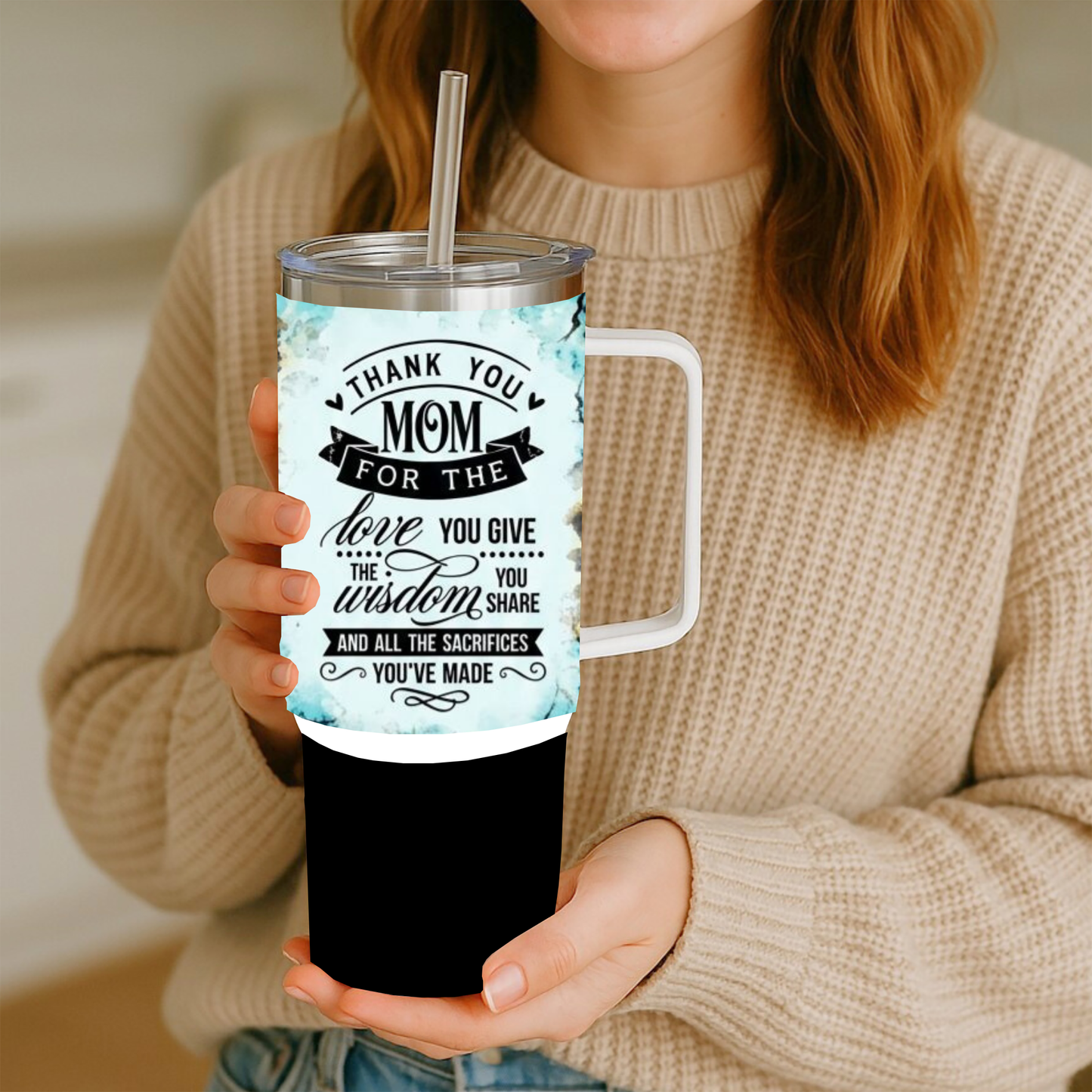 “Wild Love Mom 30oz Insulated Tumbler – Leopard Watercolor Edition”