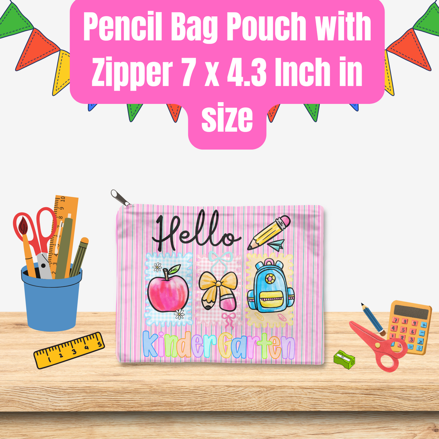 Back-to-School Grade Level Pencil Bag Pouch Collection – 7x4.3 Inch Zipper Pouches