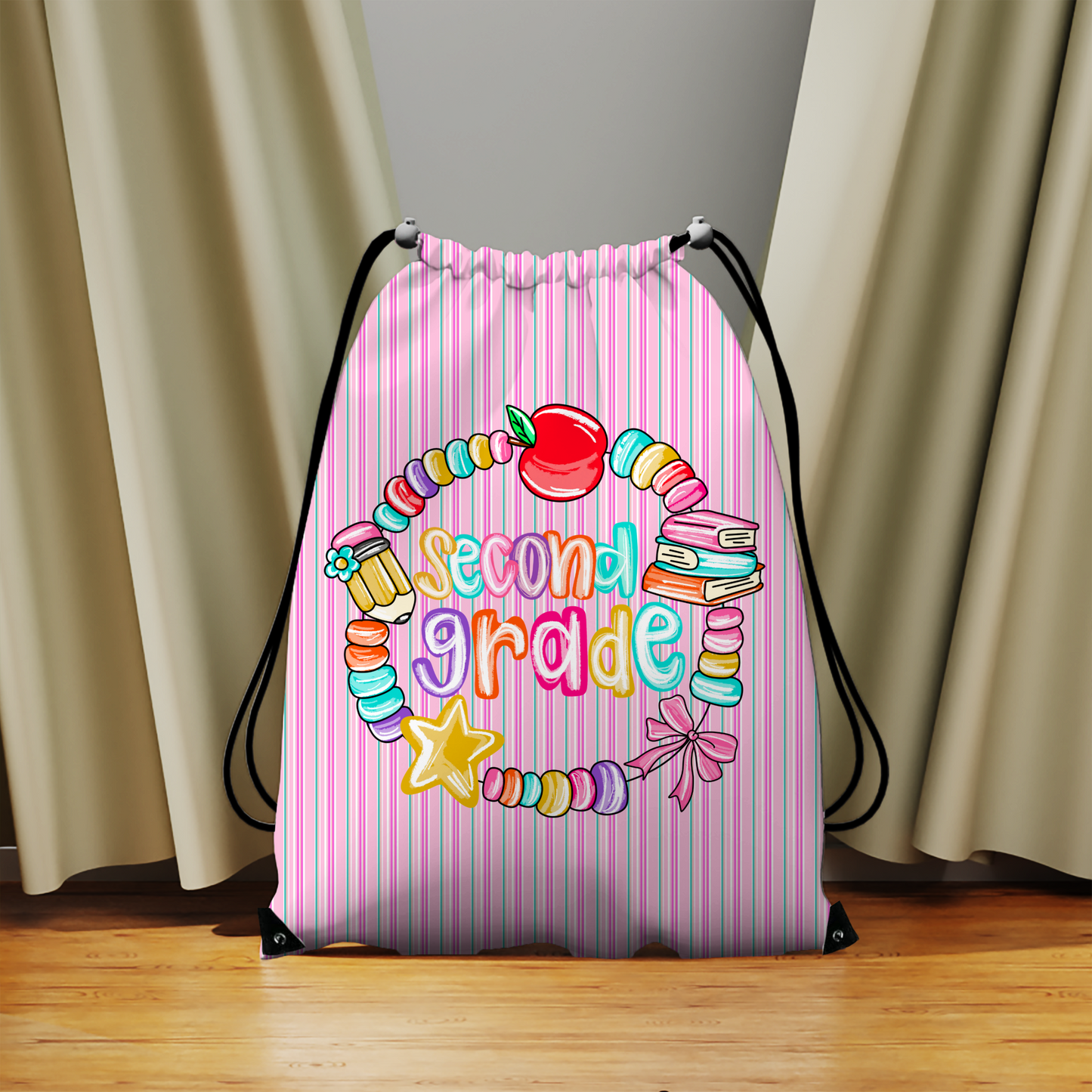 Hello Beaded Wreath Grade Drawstring Bag Collection – Pre-K to Fifth Grade