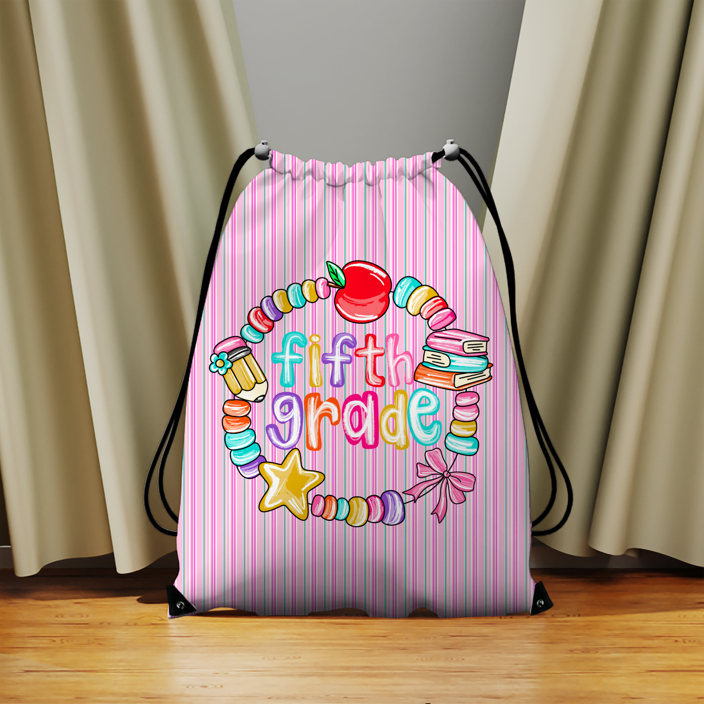 Hello Beaded Wreath Grade Drawstring Bag Collection – Pre-K to Fifth Grade